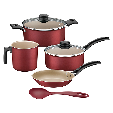 Jogo de Panelas Turim 5 Peças Vermelho