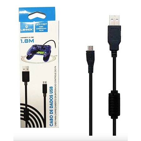 Cabo USB + Micro USB (V8) para PS4 1.8m LEY-1527 - Lehmox