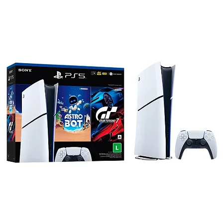 Playstation 5 Slim Digital Edition Novo, Astro bot e Gran turismo 7, 1TB SSD
