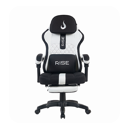 Cadeira Gamer Rise Mode Z11, Ângulo Ajustável, Tecido, Branco e Preto