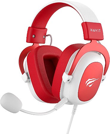 Havit Headphone Fone de Ouvido H2002d Red, Gamer, com Microfone - Vermelho e Branco