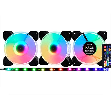 Kit Com 3 Fans + 1 Fita Led ARGB K-MEX, 120x120mm AABAK1