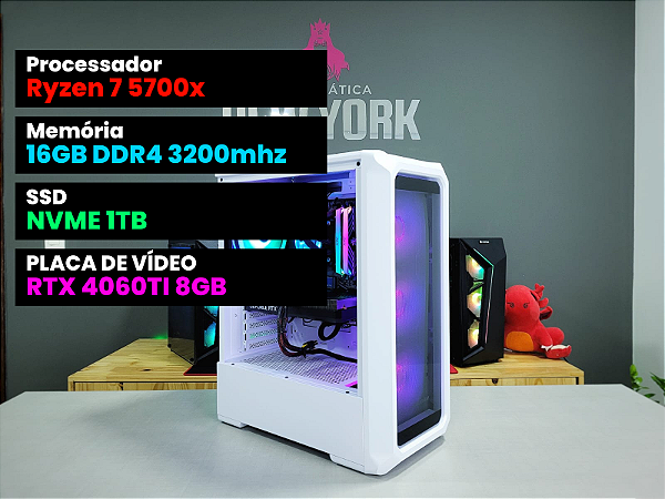 PC GAMER Ryzen 7 5700X + RTX 4060TI 8GB + 16GB + 1TB M.2