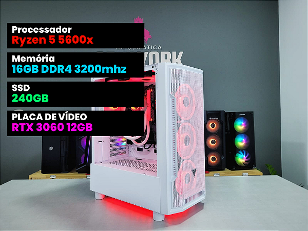 PC Gamer Ryzen 5 5600x + RTX 3060 12GB + 16GB