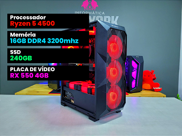 PC GAMER Ryzen 5 4500 + RX 550 4GB + 16GB Ram