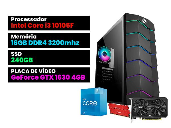 PC Gamer Intel Core I3 10º Ger + GTX 1630 4GB + 16GB RAM