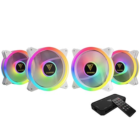 KIT 4 FANS RGB AEOLUS COM 4 FANS BRANCO