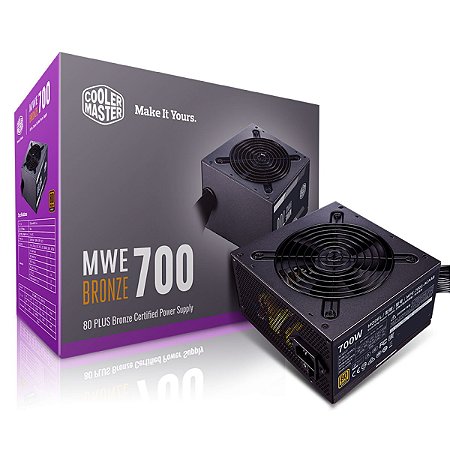 Fonte Cooler Master MWE V2 700W, 80 Plus Bronze, PFC Ativo