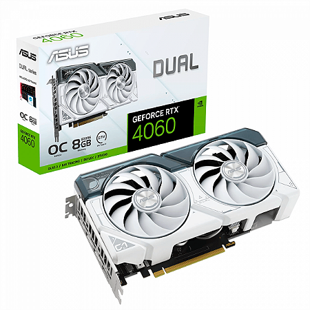 RTX 4060 ASUS GEFORCE OC EDIT WHITE 8GB - 128 BITS - HDMI/3X DISPLAYPORT - DUAL-RTX4060-O8G-W