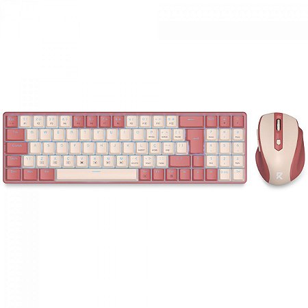 COMBO GAMER REDRAGON BS-8772, WIRELESS 2.4G, TECLADO E MOUSE, ROSA