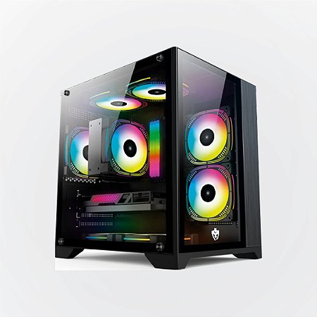 Gabiente gamer Evolut - Acqua EG818 - Vidro temperado, ITX, Com 5 Fans RGB