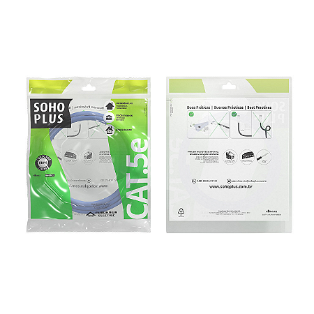 CABO DE REDE FURUKAWA SOHOPLUS CAT5E CMX T568AB 2.5M AZUL CLARO CERTIFICADO