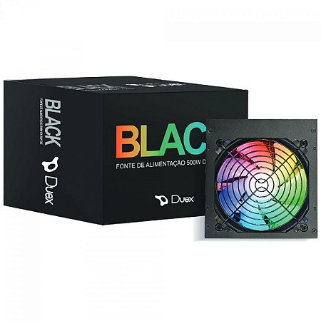 Fonte Duex DX 500FSE RGB Series, 500W, Bivolt, Black