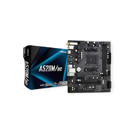 Placa Mae AsRock A520M/AC WIFI/BLUETOOTH