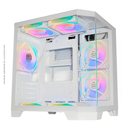 Gabinete Gamer K-Mex Angulo CG-W620, Sem Fan, Branco - CGW620RH002B0X