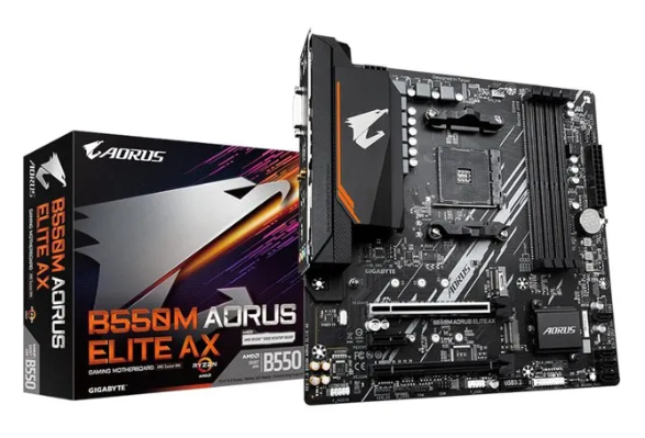 PLACA MAE GIGABYTE B550M AORUS ELITE AX - WIFI - AM4 RYZEN DDR4 - MATX - M.2 NVME - HDMI/DVI