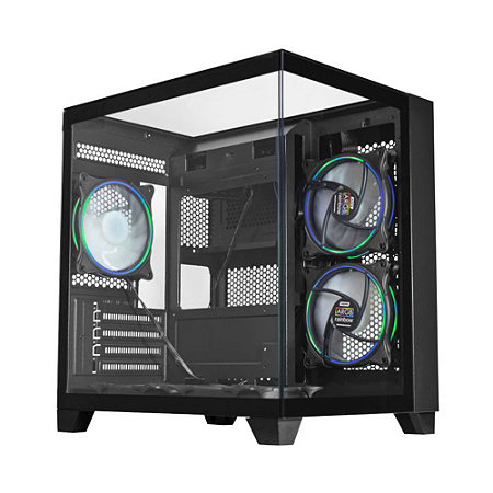 GABINETE GAMER K-MEX AQUARIO CG-0725 VISAO PRETO MICRO ATX SEM FAN