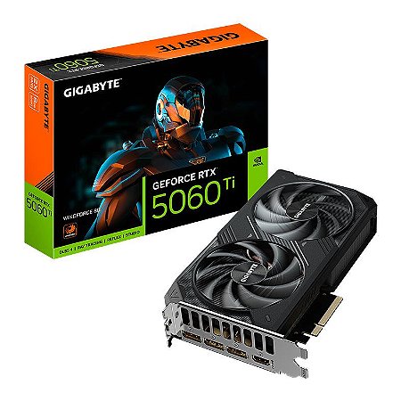 Placa de Video Gigabyte GeForce RTX 5060 Ti Windforce, 8GB, GDDR7, 128-bit, GV-N506TWF2-8GD