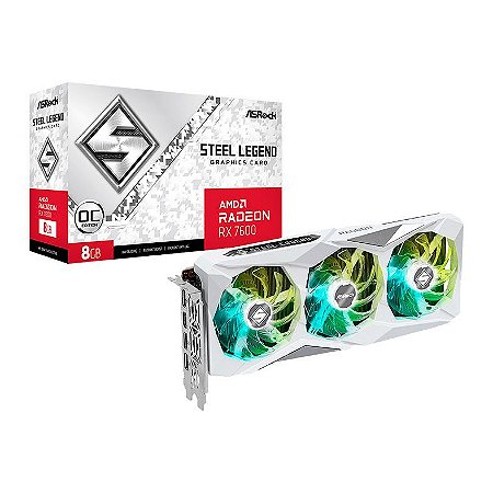 Placa de Video AsRock Radeon RX 7600 Steel Legend White OC, 8GB, GDDR6, 128-bit, 90-GA4DZZ-00UANF