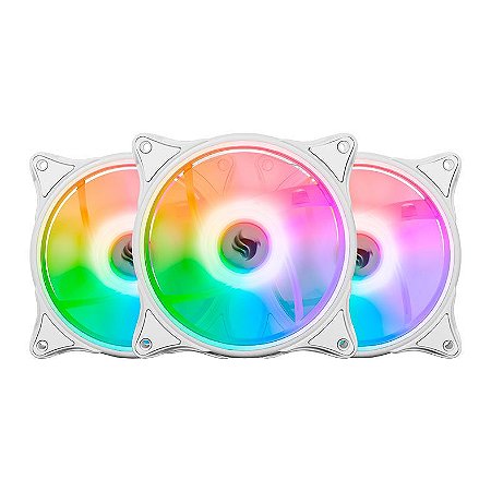 Kit Ventoinhas Pichau Dual Ring P1, ARGB, 3x120mm, Branca + Controladora, PG-DRP-WH01