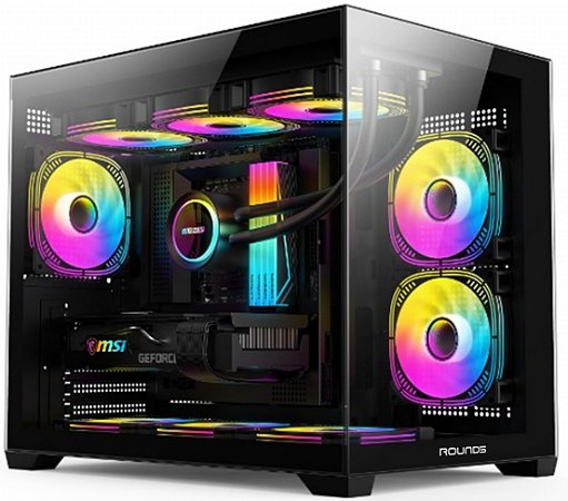 GABINETE GAMER R5 BLAST BLACK (M-ATX / AQUARIO / FRONTAL VIDRO / SEM FAN)
