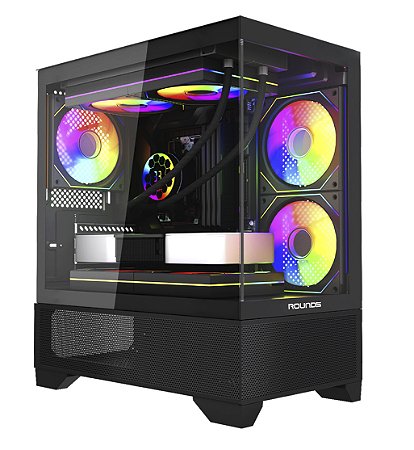 GABINETE GAMER R5 DRAVEN BLACK (M-ATX / LATERAL VIDRO / FRENTE VIDRO / SEM FAN)