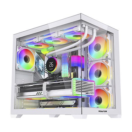 GABINETE GAMER R5 GENOS WHITE (ATX / AQUARIO / FRONTAL VIDRO / SEM FAN)