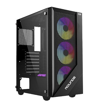 GABINETE GAMER R5 SYNDRA BLACK (ATX / LATERAL VIDRO / FRENTE MESH / SEM FAN)