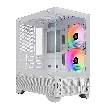 Gabinete Gamer Pichau Magpie 4B, Mini-Tower, lateral de Vidro, Com 2 Fans, Branco, PG-MAG4B-WH2