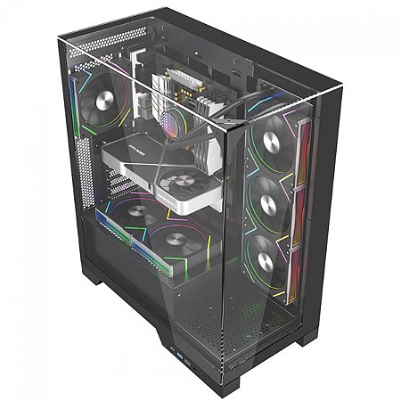 Gabinete Gamer Liketec Empire Dark, Mid Tower, Vidro Temperado, ATX, Sem Fonte, Sem Fans, Preto