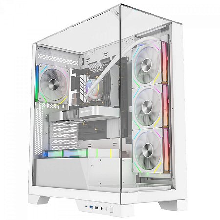 Gabinete Gamer Liketec Empire Snow, Mid Tower, Vidro Temperado, ATX, Sem Fonte, Sem Fans, Branco