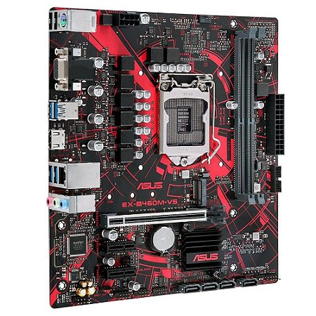 Placa Mae ASUS EX-B460M-V5, Intel LGA 1200, mATX, DDR4, Preto e Vermelho - EX-B460M-V5