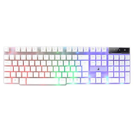 Teclado Semi Mecânico Rise Mode G1 Rainbow C/Fio Branco - RM-TG-01-FW