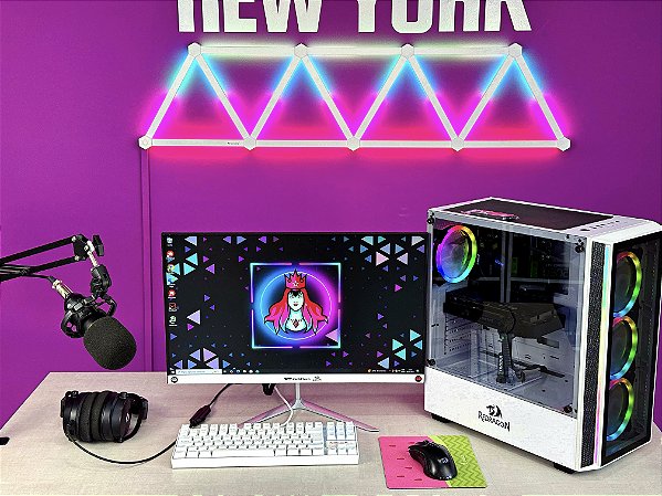 Pc gamer Completo Ryzen 5 5500 + RTX 2060Super 8GB + 16GB Ram + SSD 480GB + Monitor + Mouse + Teclado + Microfone