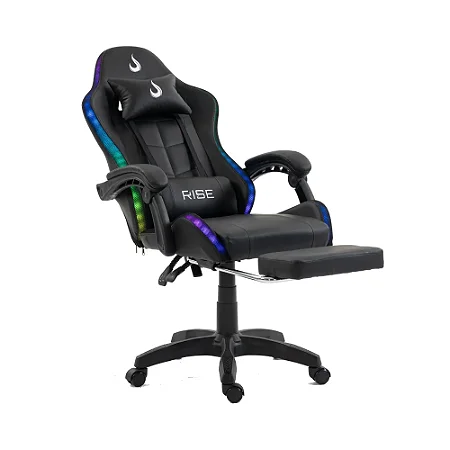 Cadeira Gamer Rise Mode X05, Ângulo Ajustável, ARGB, Apoio Para os Pés Retrátil, Preto - RM-CG-X05-BK-ARGB