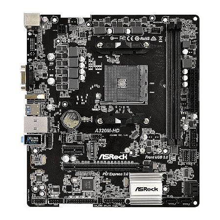 Placa Mae AsRock A320M-HD R4.0 (AM4/DDR4/HDMI/VGA/M.2/USB 3.1)