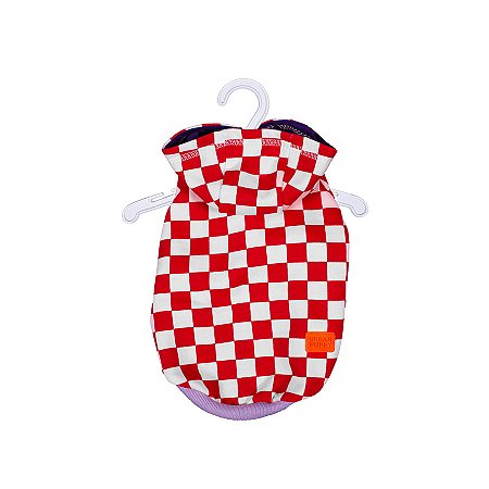 CASACO MOLETOM XADREZ C/ CAPUZ | VERMELHO