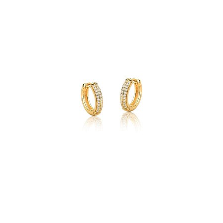 Argola Fechada Duas Fileiras de Zircônias Brancas Banhada a ouro 18k