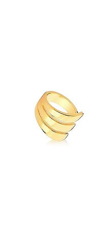 Piercing de Pressão Unitário Curvo com Três Fileiras Lisas banhado em ouro 18k