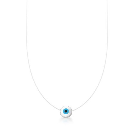 Corrente Silicone Pingente de Olho Grego Banhado a Ouro 18k