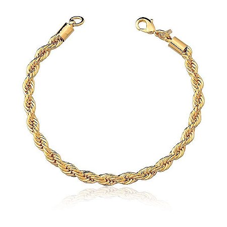 Pulseira Cordão Baiano 4mm Lisa banhado a ouro 18k