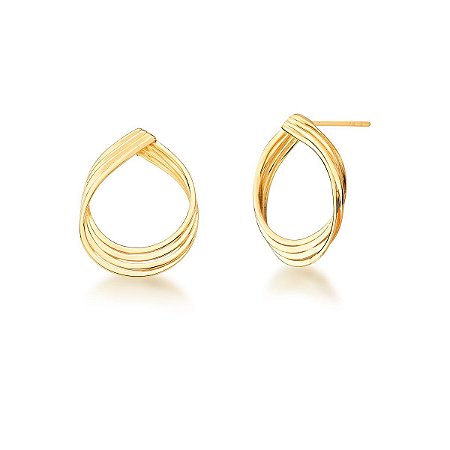 Brinco De Gota Trabalhada Lisa Vazada Banhada a Ouro 18k