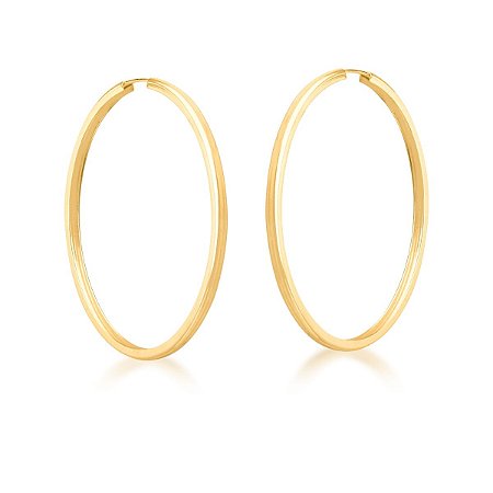 Argola Lisa com Aro Quadrado Banhada a Ouro 18k