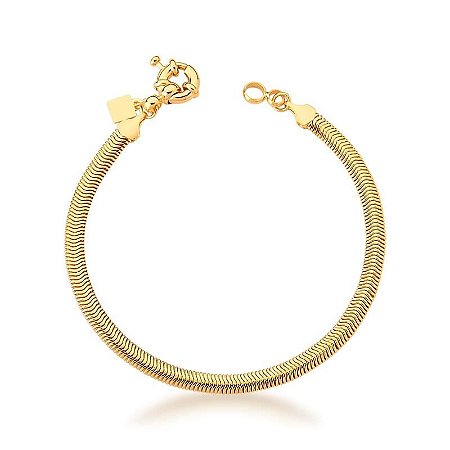 Pulseira em Malha Laminada Lisa 6mm Banhada a Ouro 18k