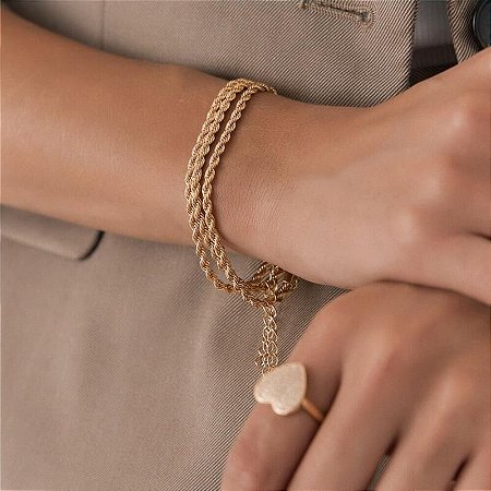Pulseira Malha Cordão Baiano 2mm Banhada a Ouro 18k
