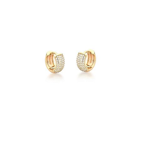 Argola Cravejada com Seis Fileiras Banhado a Ouro 18k