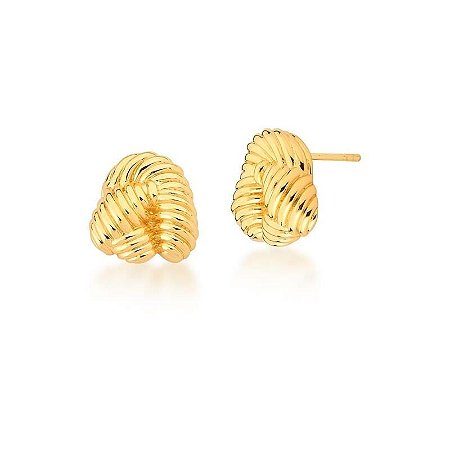 Brinco de Nó Trançado e Texturizado Banhado a Ouro 18k