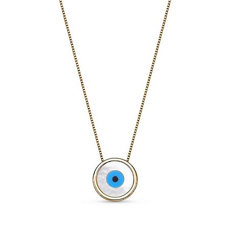Colar com Pingente Olho Grego em Madrepérola Banhado a Ouro 18k