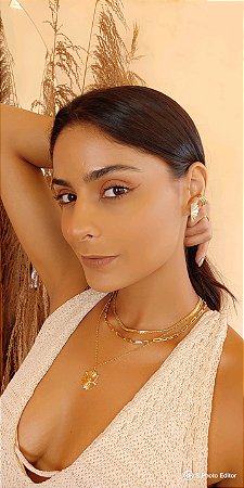 Brinco em Leque Folheado a Ouro