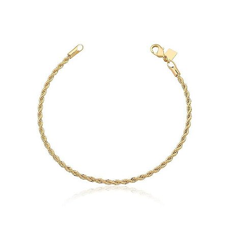 Pulseira de Malha Cordão Baiano 3mm Banhada a Ouro